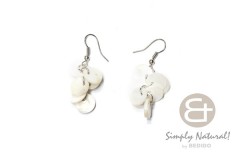 Kabibe Shell 10 mm Round Chandelier White Dangling Earrings 0041ER